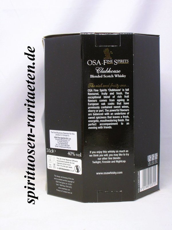 OSA Fine Spirits Clubhouse  Blended Scotch Whisky 0,7 L. 40%