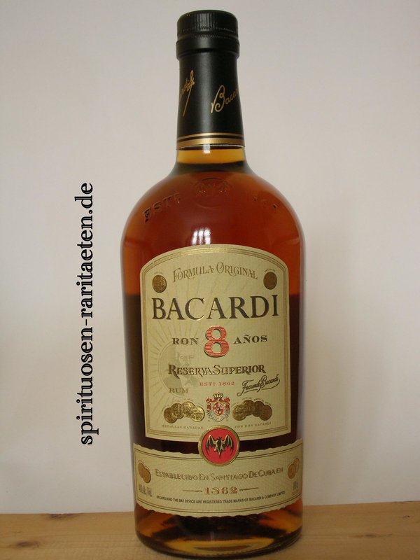 Bacardi Ron 8 Anos Reserva Superior Ältere Flasche 1,0l 40,0% Bahamas Rum