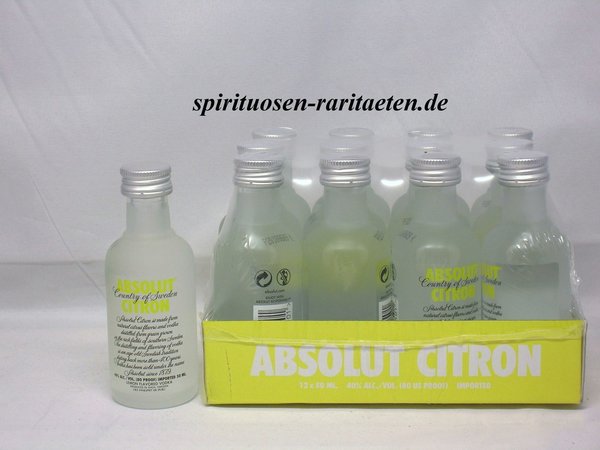 Absolut Vodka Citron 12x 50 ml. 40% 80 Proof Wodka ( 0,6 L. )