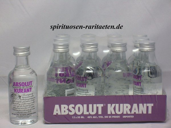 Absolut Vodka Kurant 12x 50 ml. 40% 80 Proof Wodka ( 0,6 L. )