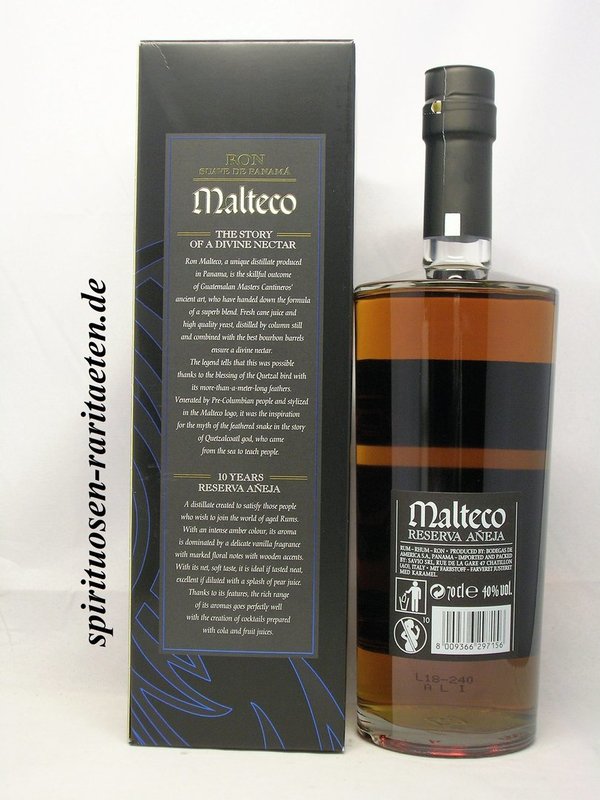 Malteco 10 Y. Reserva 0,7 L 40% Rum Ron Suave de Panama