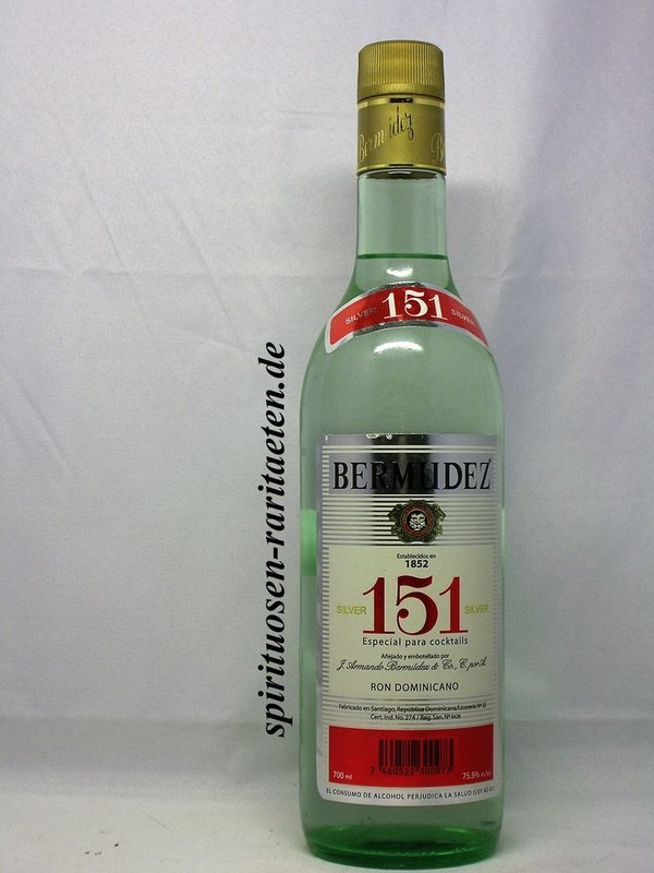 Bermudez 151 Silver Overproof, 0,7L 75,5% Dominikanische Republik Rum
