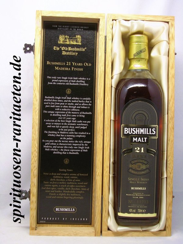 Bushmills Rare 21 Years 2006 Irish Single Malt Whiskey 0,7 L. / 40%