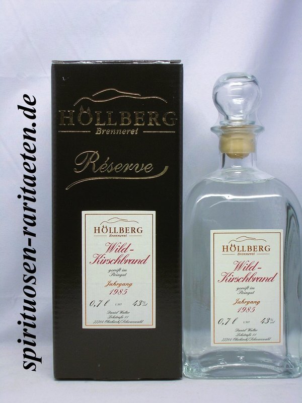 Höllberg Wildkirsch Brand gereift im Steingut Jahrgang 1985 0,7 L.  43%
