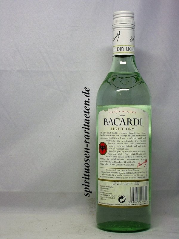 Bacardi Carta Blanca Ältere Abfüllung 0,7l 37,5% Weißer Rum