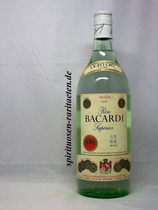 Bacardi Carta Blanca Light-Dry Ältere Abfüllung 1,0l 40,0% Product of Brazil