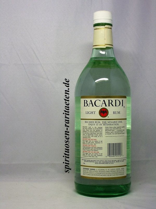 Bacardi Silver Label Light Alte Abfüllung 1,14L. 40,0% Puerto Rico Rum