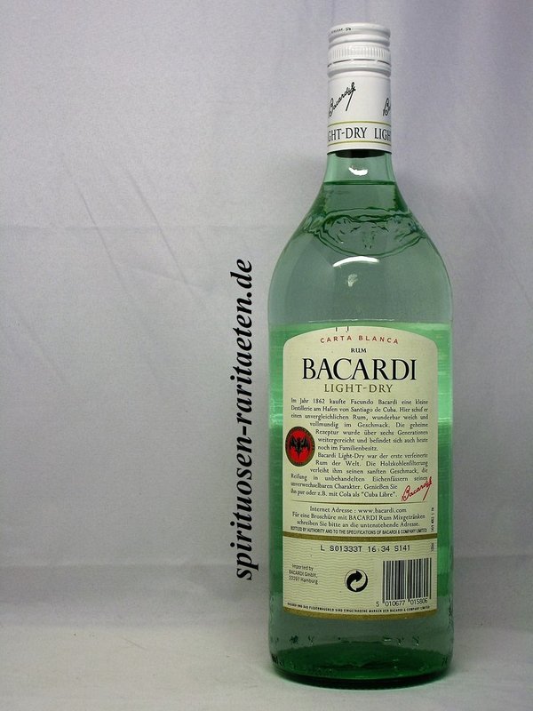 Bacardi Carta Blanca Rum 1,0l 37,5% Weißer Rum