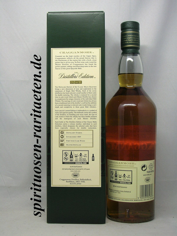 Cragganmore Distillers Edition 0,7 L. 40% Speyside Single Malt Scotch Whisky 2005