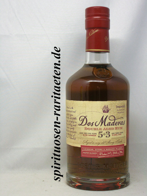 Dos Maderas Double Aged Rum 5+3 Years Old 0,7 L. 37,5% Guyana Barbados