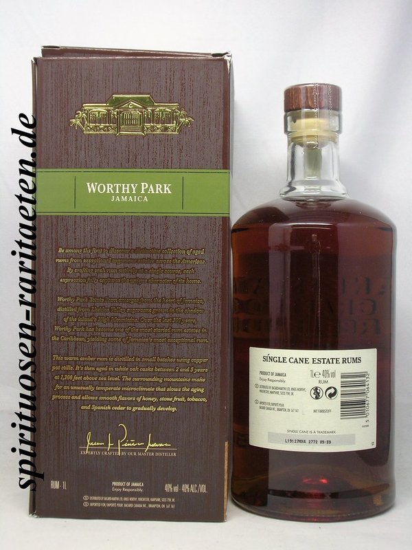Single Cane Estate Rum Worthy Park Jamaica 1,0 L. 40%