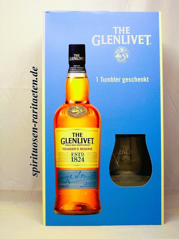 The Glenlivet Founder´s Reserve 0,7 L. 40% Single Malt Scotch Whisky GP mit Glas