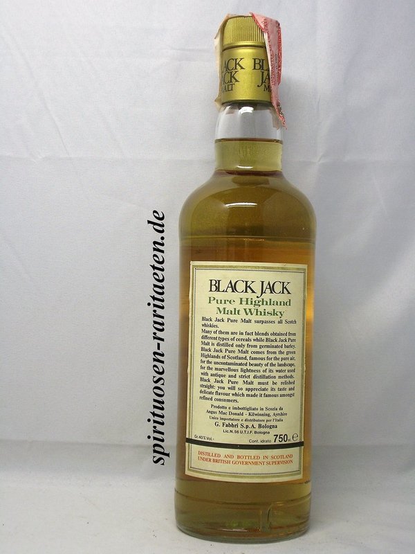 Black Jack  6 Years Pure Malt Highland Whisky mit italienischer Banderole 0,75 L. 40%