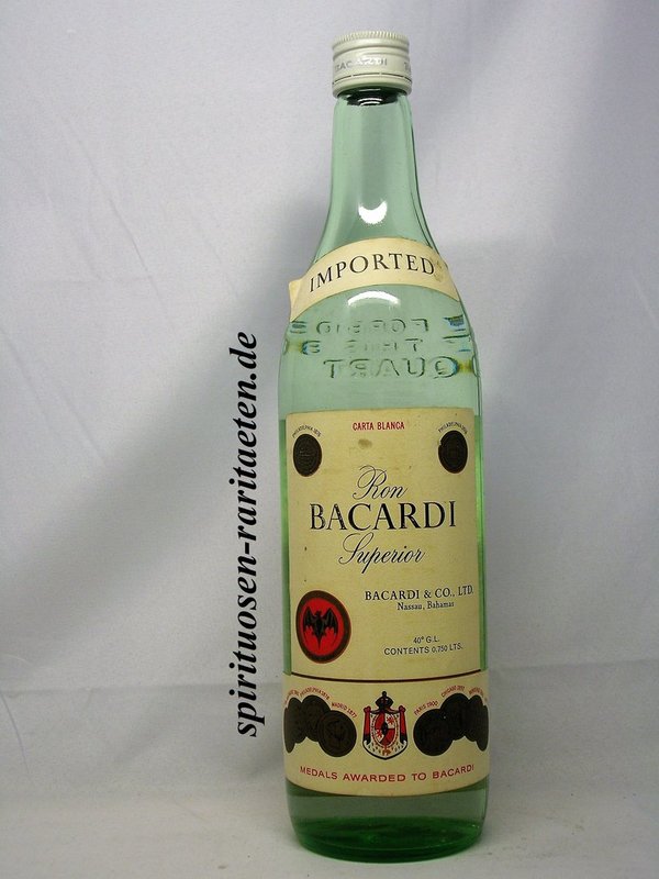 Bacardi Carta Blanca Imported 0,75 L. 40% ca. 40-50 Jahre alt Nassau