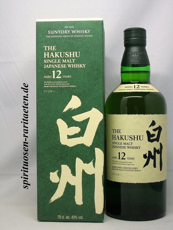 The Hakushu Aged 12 Years 0,7 L. 43% Single Malt Whisky Japan Suntory
