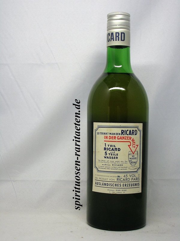 Ricard Pastis 45% 0,75 L. 60er Jahre Aperitif Anise Frankreich