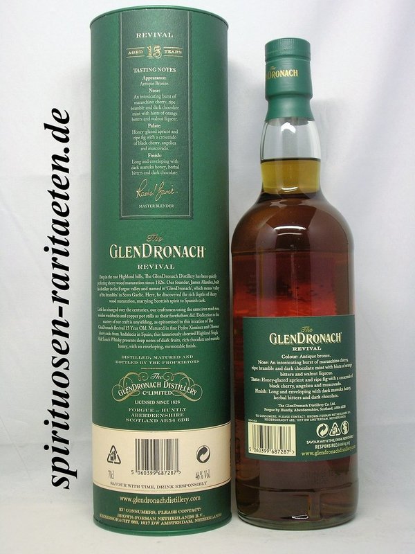 The Glendronach Revival 15 Y. P.X. and Oloroso Sherry Casks 0,7 L. 46%