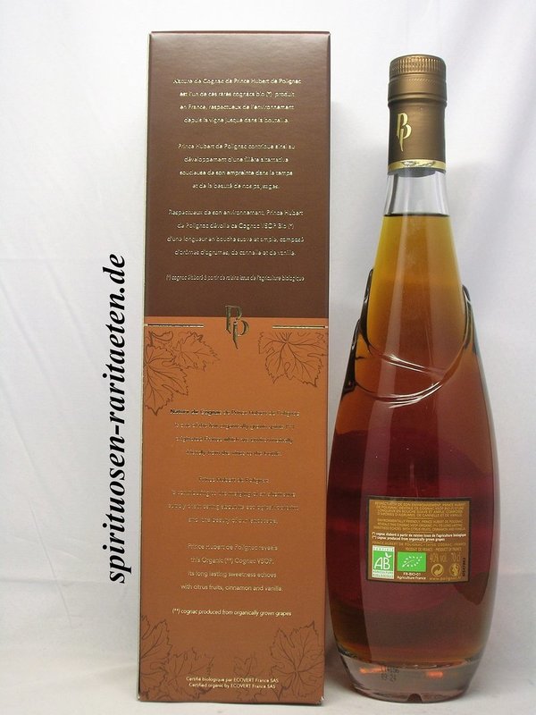 Prince Hubert de Polignac Nature 0,7 L, 40% Cognac Bio Zertifiziert