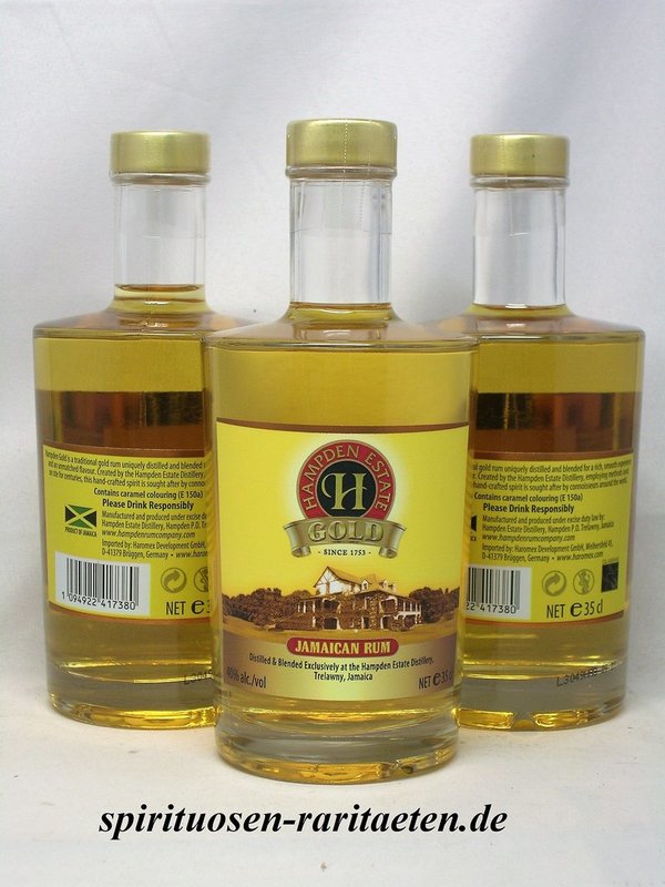 Hampden Estate Gold 0,35 L. 40% Jamaica Rum Trelawny 3 Flaschen