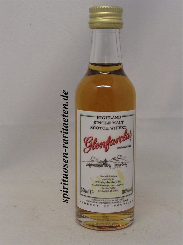 Glenfarclas 2007 Miniatur Limit. Bottling Whisky Herbst Berlin 2015 60% 5 cl.