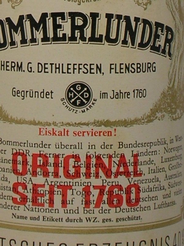 Bommerlunder Original 1760 0,7 L. 40% 70er Jahre Der große Klare