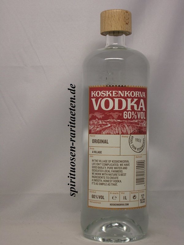 Koskenkorva Original Vodka 1,0 L. 60% Finland Since 1953