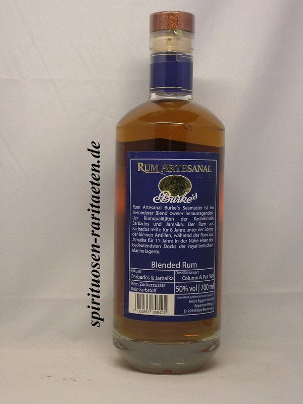 Rum Artesanal Burkes Seamater RA 50% Barbados Jamaica Blended
