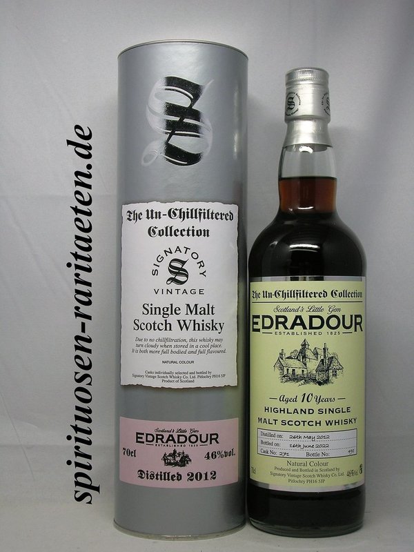 Signatory Edradour 2012 10Y. 46 % Single Highland Malt Whisky
