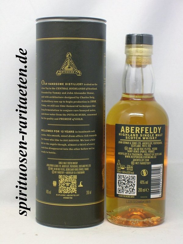 Aberfeldy 12 Y. Highland Single Malt Scotch Whisky 0,2 L. 40%