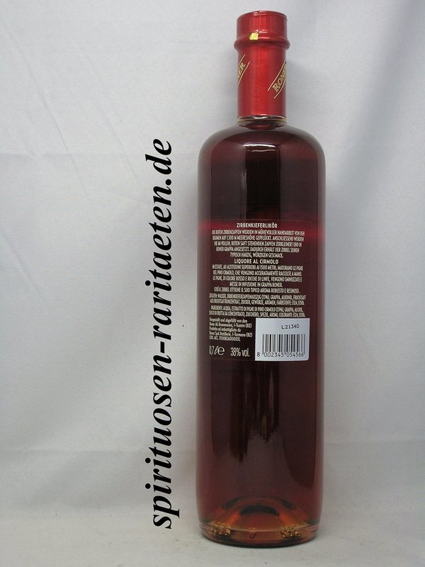 Roner Zirbel Cirmolo Likör 0,7 L. 38% Liquore Zirbenkieferlikör