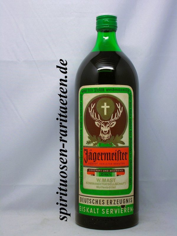 Jägermeister runde Flasche 1,0 L. 35% Mast Kommanditgesellschaft Wolfenbüttel