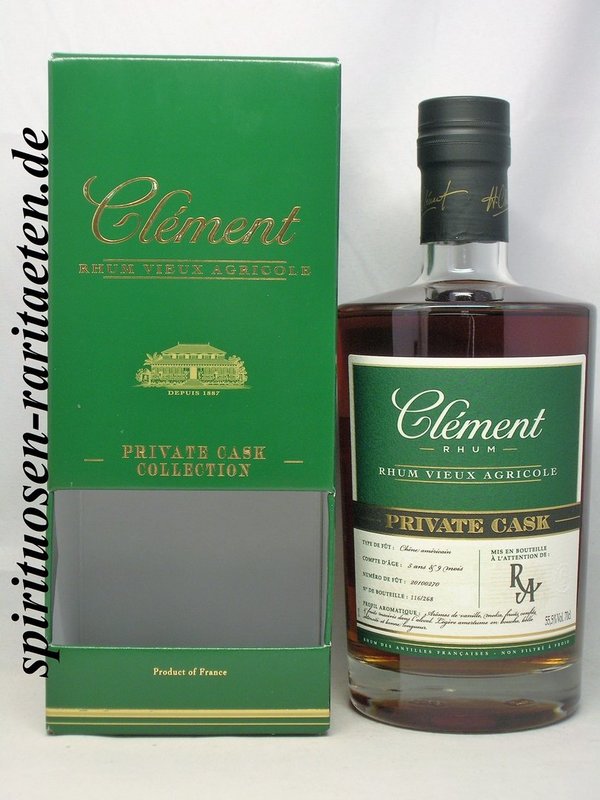 Clement Private Single Cask Rum Artesanal 0,7 L. 55,5% Rhum Agricole 2016