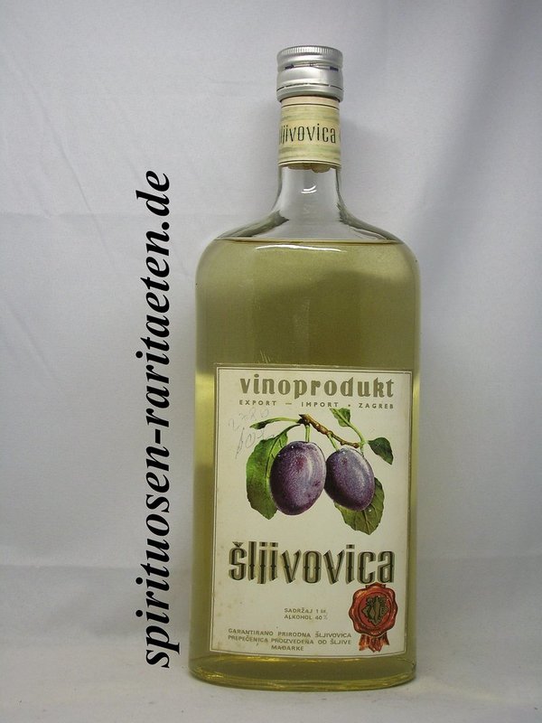 Vinoprodukt Sljivovica 1973 Slivovitz 1,0 L. 40% Jugoslavija Zagreb