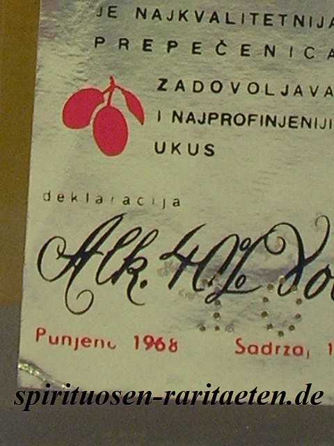 Dukat Stara Prirodna Sljivovica Segestica 1968 Slivovitz 1,0 L. 40%
