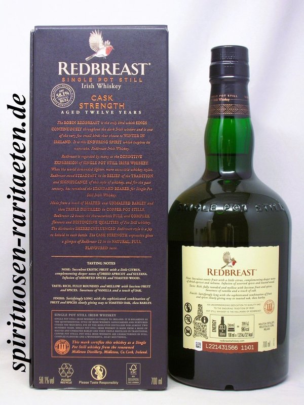 Redbreast 12 Y. Single Pot Still Irish Whiskey 0,7 L. 58,1% Cask Stregth