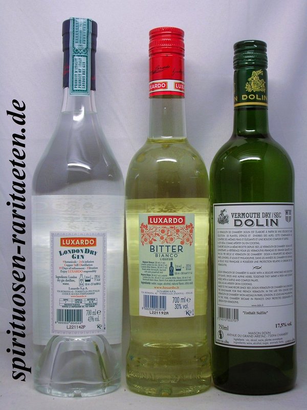 White Negroni Paket Luxardo Gin / Bitter Bianco , Dolin Vermouth Dry 2,15 L. 17,5-43%
