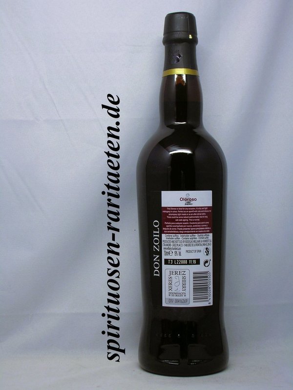 Oloroso 15 Years Old Dry Sherry Don Zoilo Williams & Humbert 0,75 L. 19%