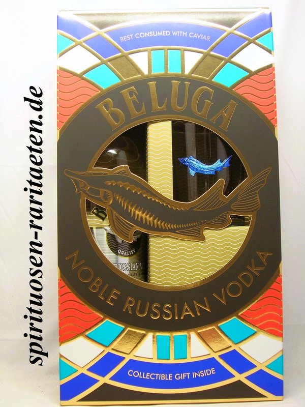 Beluga Noble Russian Vodka 0,7 L. 40% GP mit Glas div. Farben