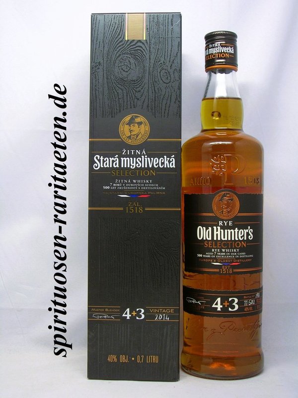 Old Hunter`s Selection Rye Whisky 7 Years 4+3  0,7 L. 40% Europe`s Oldest Distillery Est. 1518